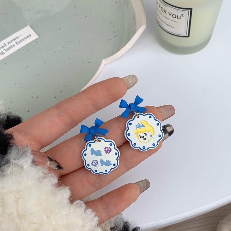 Bông Tai Mạ Bạc 925 Hình Nơ Hoạt Hình