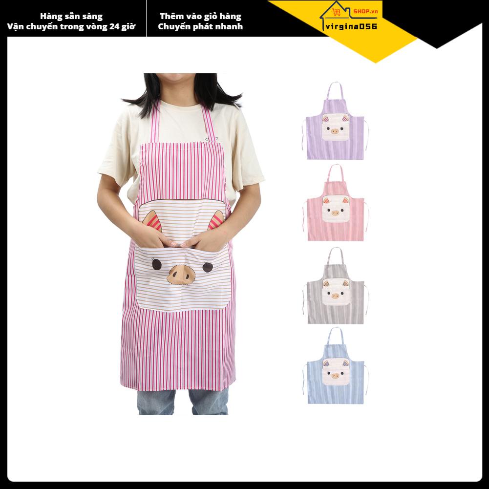 Virgina056 Cartoon Apron Polyester Oilproof Hanging Neck for Baking Roasting Cooking