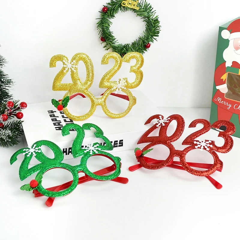 Mắt Kính Giáng Sinh / Năm Mới 2023 Lấp Lánh Trang Trí Tiệc Giáng Sinh / Năm Mới