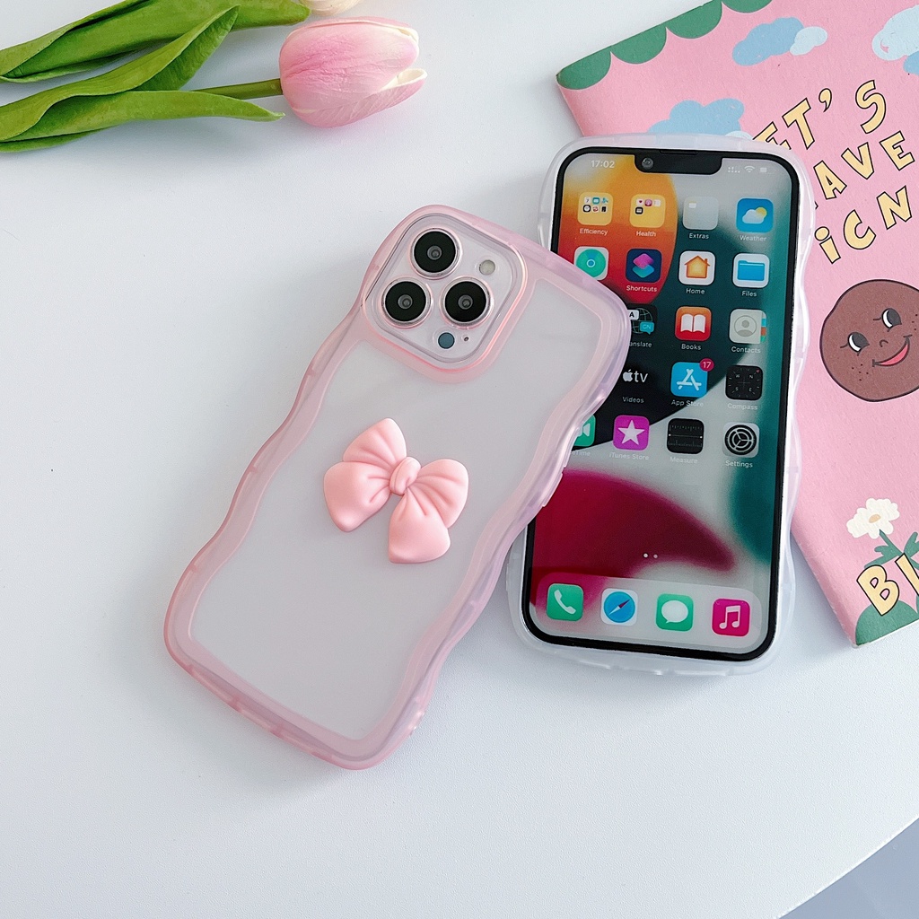 Ốp Điện Thoại Mềm Trong Suốt Chống Sốc Màu Kẹo Có Nơ Cho 7 8 SE 2020 7P 8P X Xs XR Xs max 11 12 13 Pro 11 12 13 Pro max