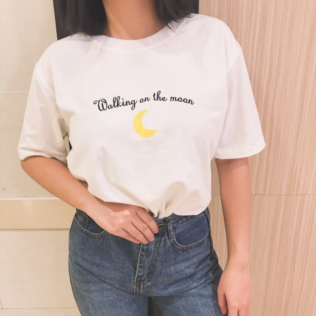 Áo thun thêu hình basic - ẢNH THẬT