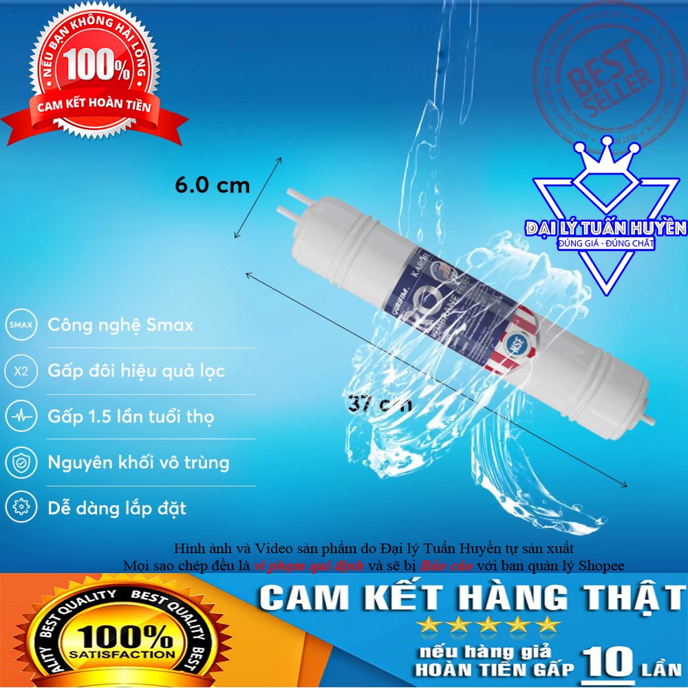 LÕI LỌC NƯỚC SỐ 4 - MÀNG RO PURIFIM KAROFI USA 100 GDP - Màng RO đúc Mỹ