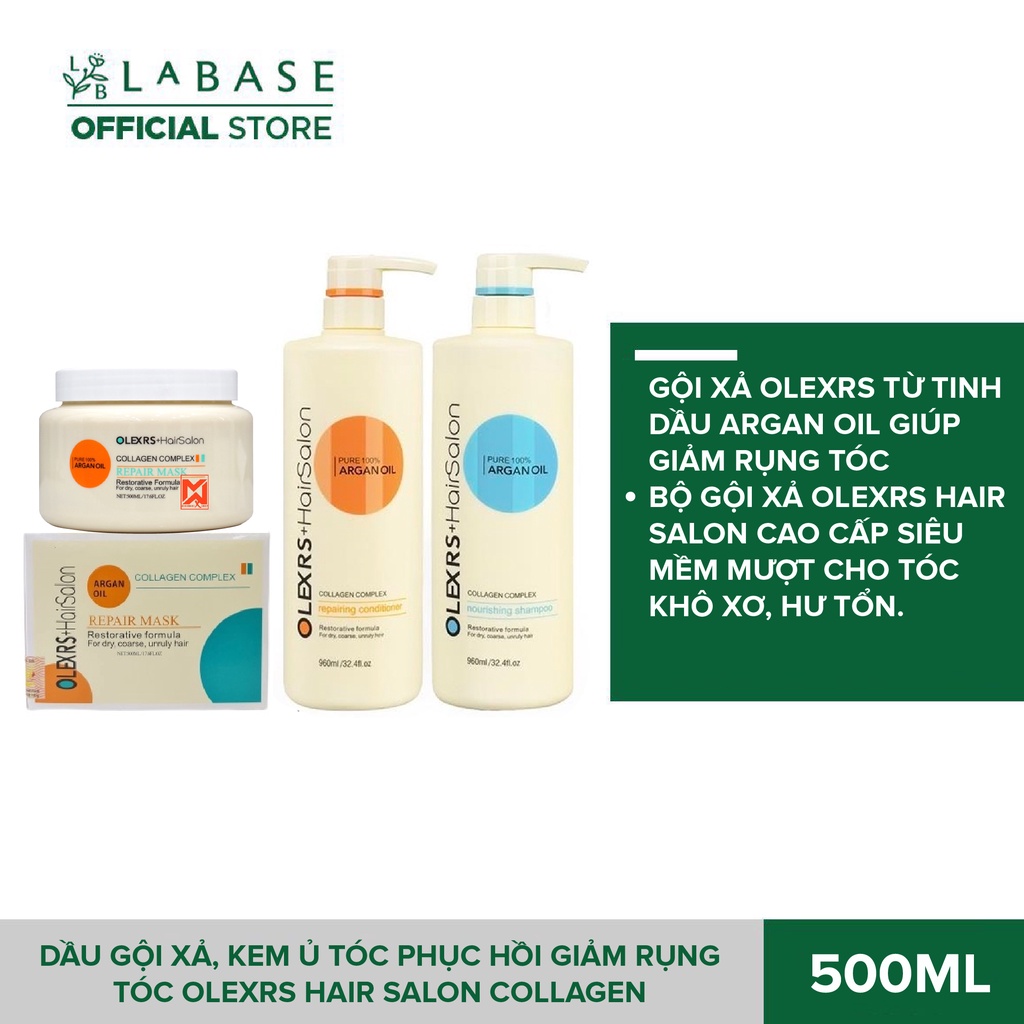 Dầu gội xả, kem ủ tóc phục hồi giảm rụng tóc Olexrs Hair Salon Collagen 500ml