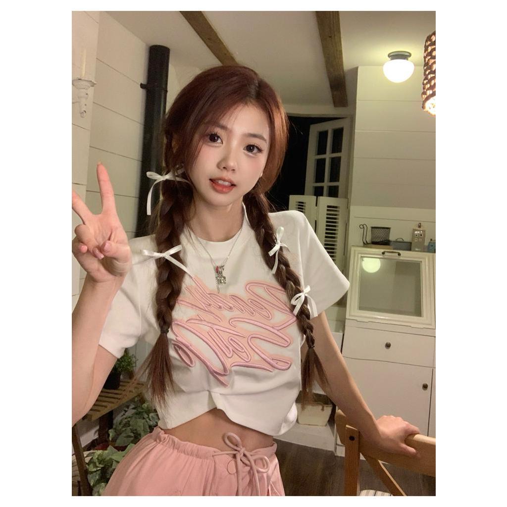 Áo Thun Tay Ngắn Cổ Tròn Thêu Họa Tiết Phong Cách Mùa Hè Mới 63682