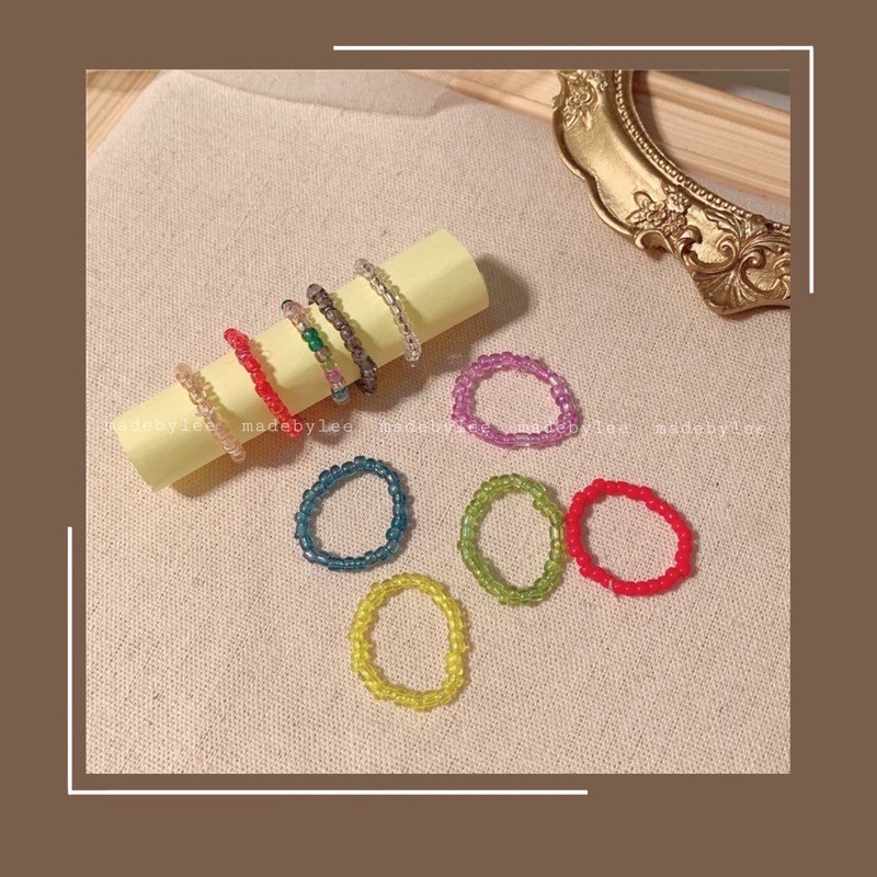 Nhẫn hạt cườm trơn hạt trong - Nhẫn Beaded Ring