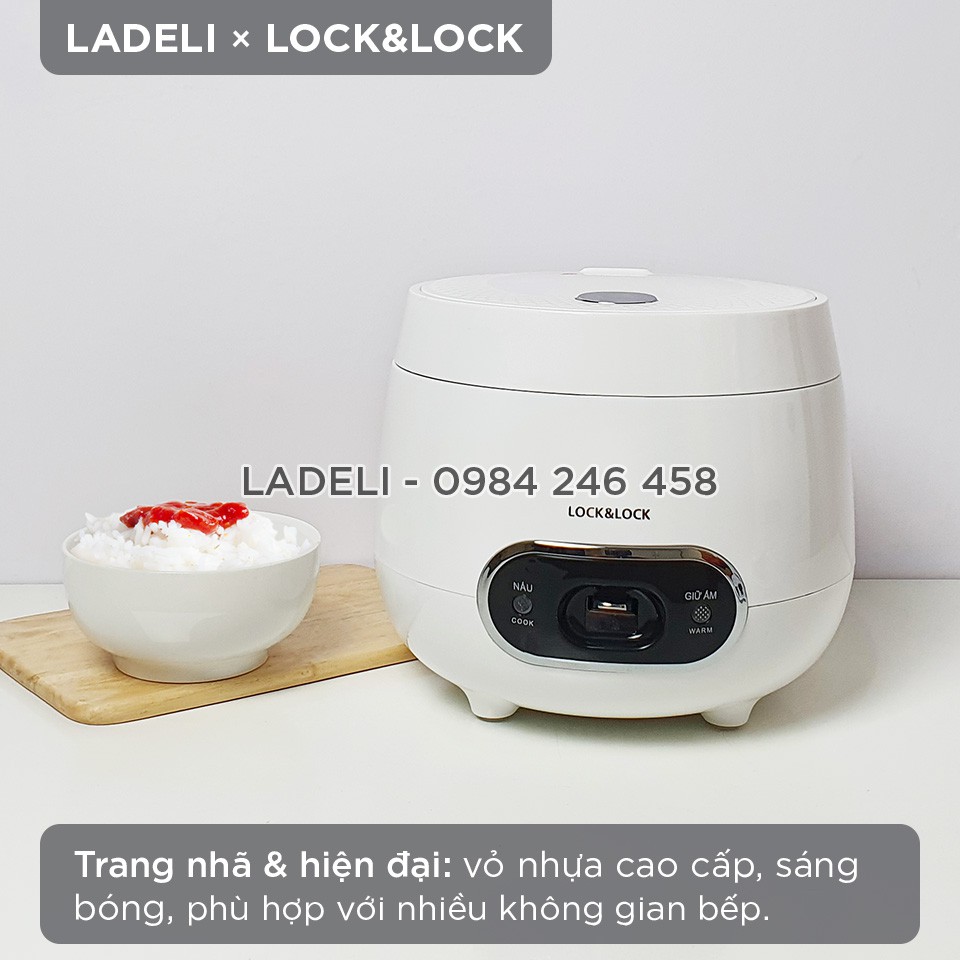 Nồi cơm điện mini 0.8L LOCK&amp;LOCK EJR426 công suất 250W bảo hành 12 tháng