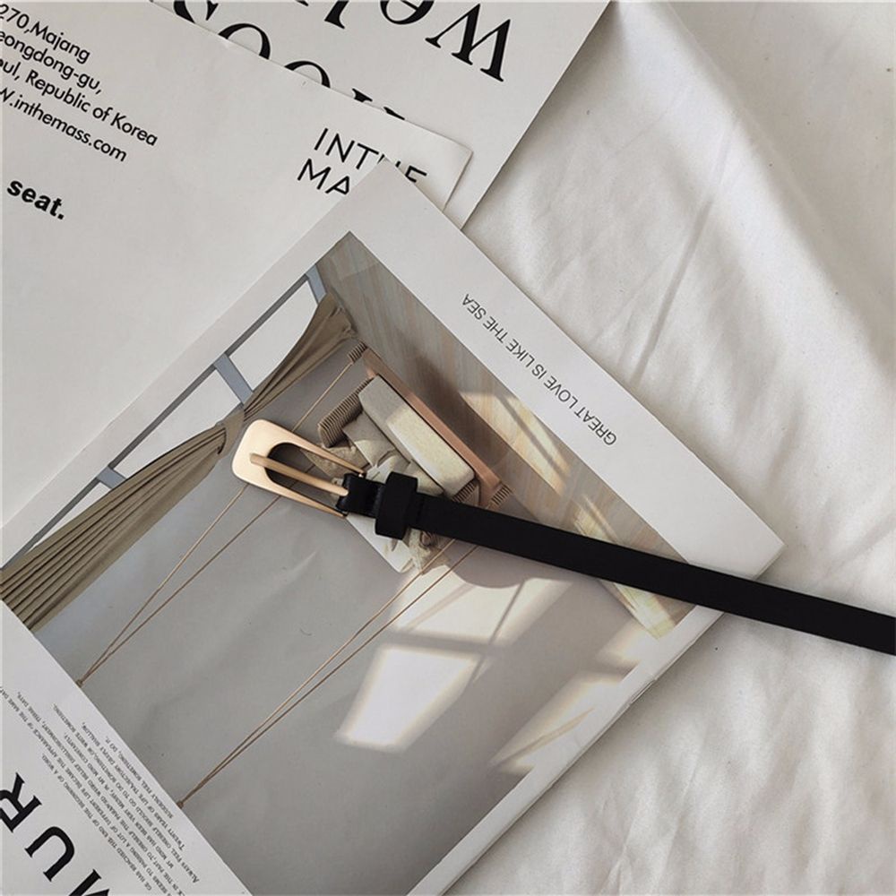 Thắt lưng da PU khóa hợp kim tròn phong cách Hàn Quốc cổ điển thời trang cho nữ