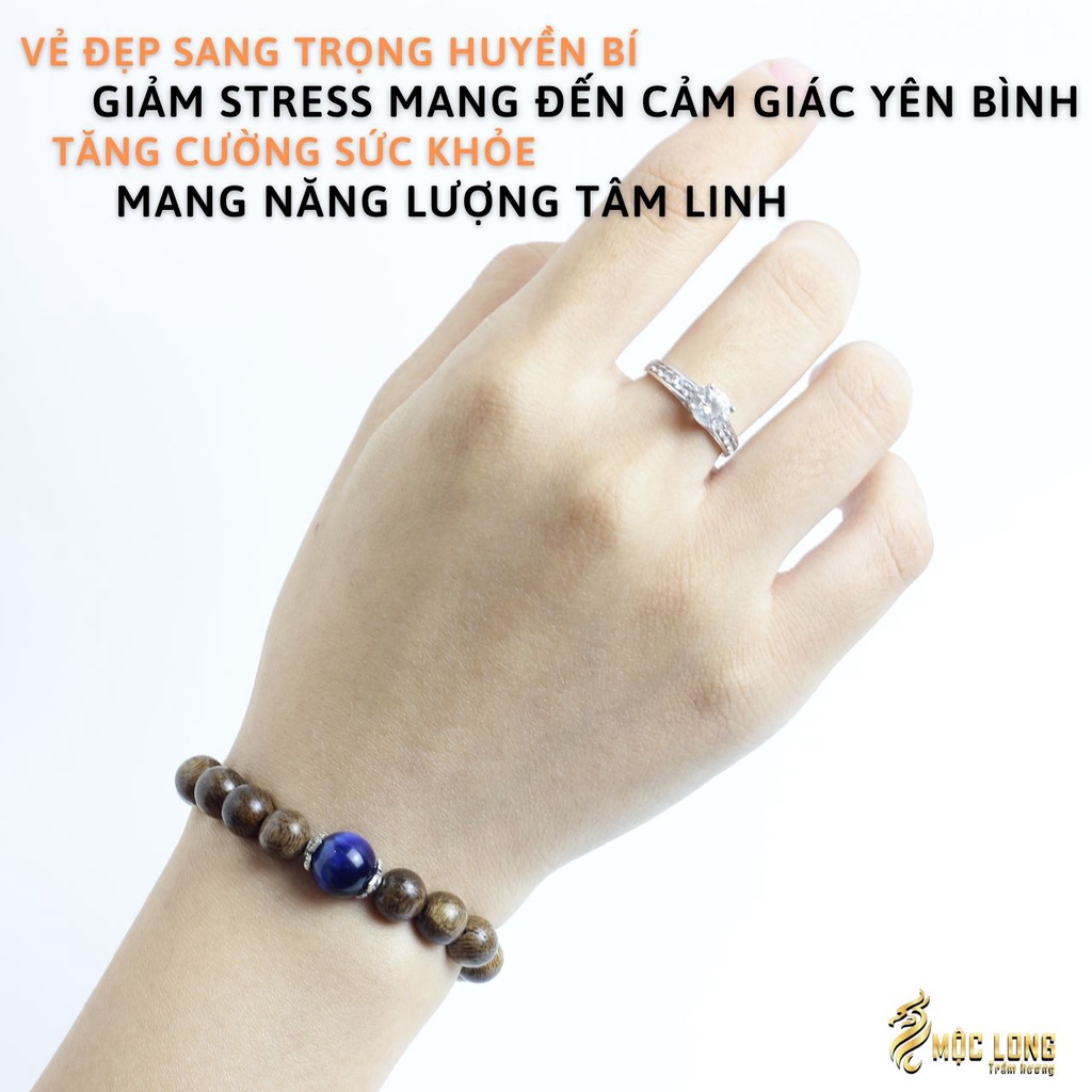 Vòng trầm hương mix charm đá phong thủy Mộc Long Trầm Hương chính hãng chuẩn Trầm Tốc đủ size hạt 6 7 8 10 mm
