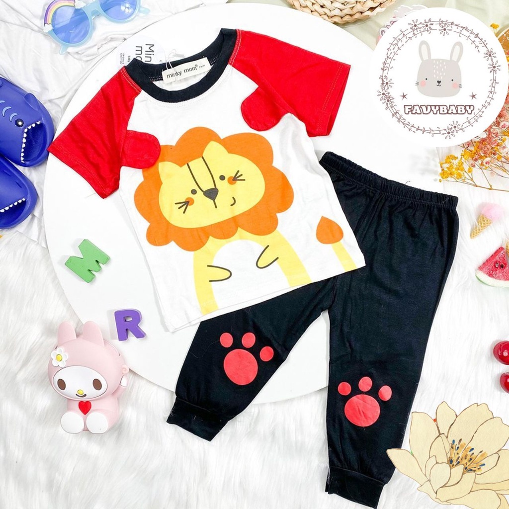 Đồ Bộ MINKY MOM Bé Trai Bé Gái Tay Ngắn Quần Dài Hình Sư Tử Chim Cánh Cụt Mèo Đỏ Màu Trẻ Em 0 1 2 3 4 5 Tuổi - Favybaby
