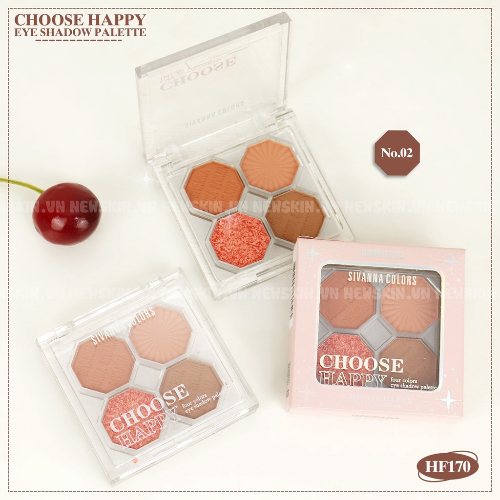 Bảng Phấn Mắt 4 Ô Sivanna Colors Choose Happy Eye x Cheek Shadow Palette HF170