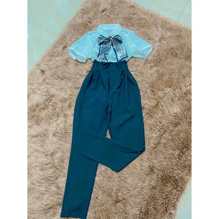 Set áo sơ mi -quần tây .kèm nơ áo