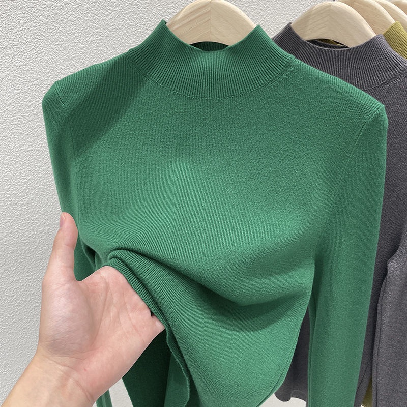 Áo Sweater Dệt Kim Mỏng Tay Dài Cổ Lọ Xinh Xắn Cho Nữ