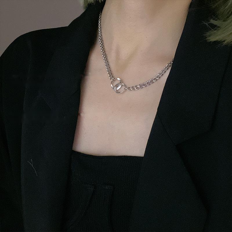 Vòng cổ Sợi Xích Đôi Thiết Kế Đơn Giản Phong Cách Hip Hop Đường Phố Cá Tính Cho Nữ
