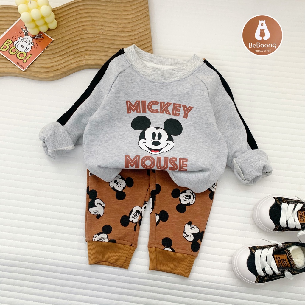 Bộ nỉ bé trai Beboong hoạ tiết gấu Mickey