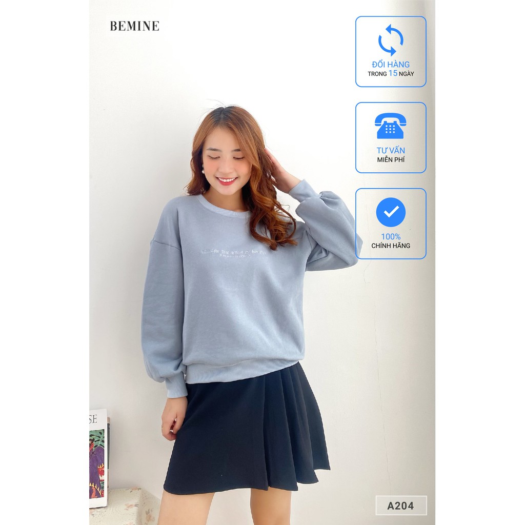 Áo hoodie in chữ BEMINE A204XANH