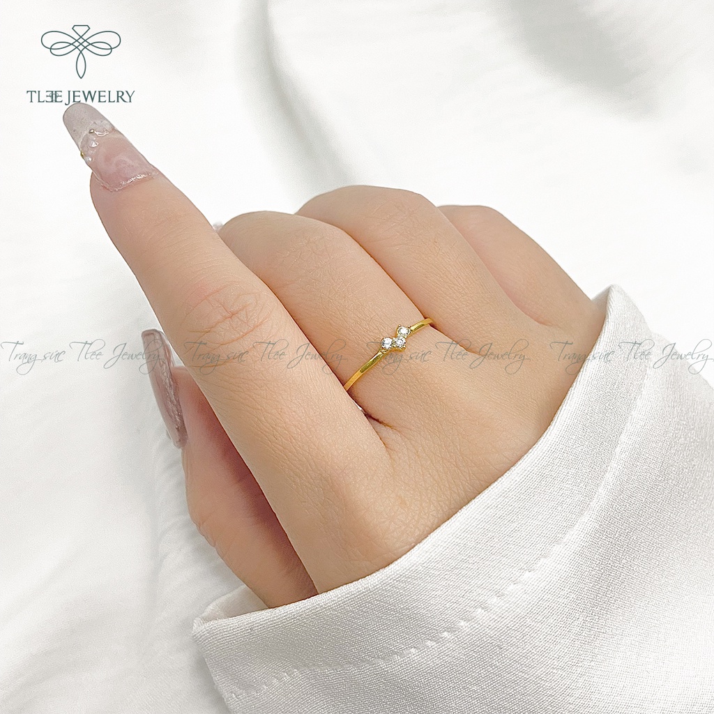 Nhẫn bạc nữ TLEE tiny mảnh mạ vàng 14k cao cấp NCJ A0113
