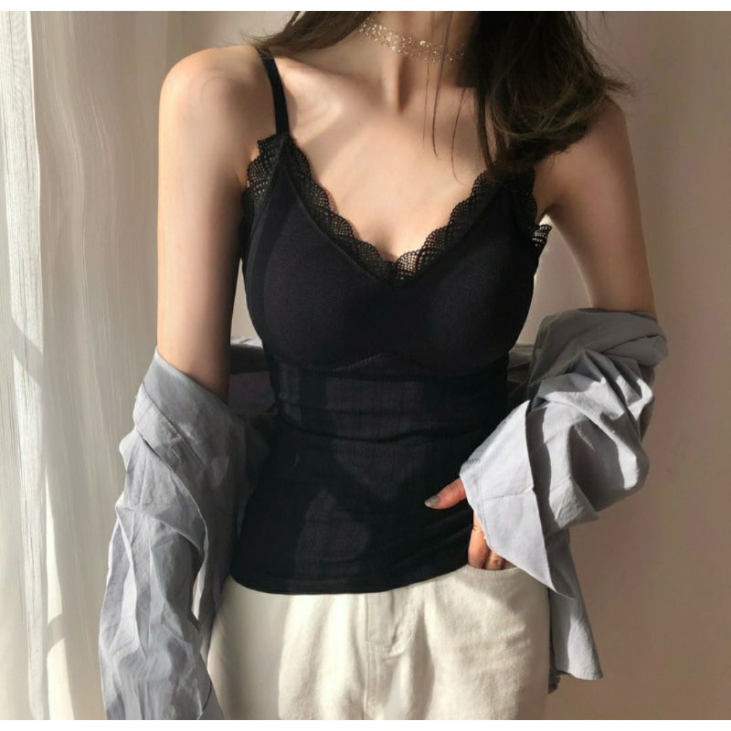 Áo 2 Dây Viền Ren Dáng Dài