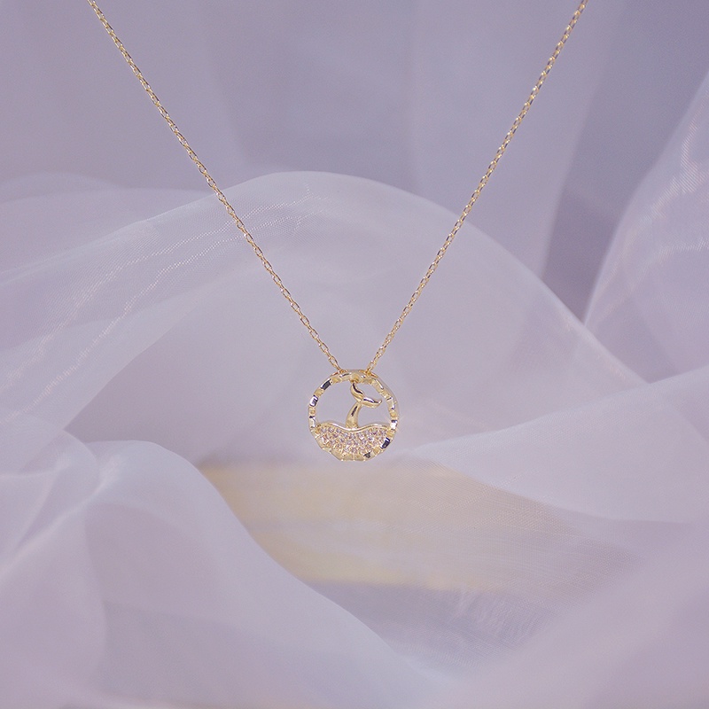 Vòng cổ Hình Đuôi Cá Mạ Vàng 14K Đính Đá Zircon Sang Trọng