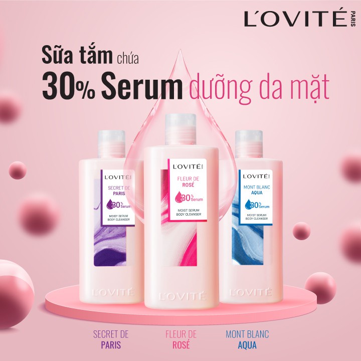 Sữa Tắm Dưỡng Ẩm Chứa Serum Dưỡng Da Mặt L’Ovité Hương Rose Ngọt Ngào 700ml