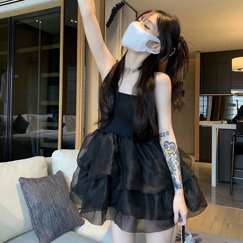 Váy hai dây nữ dáng ngắn xoè bồng bềnh tiểu thư shop Lim Boutique