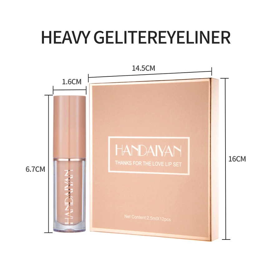 Set 12 Son Kem Lì Handaiyan Thiết Kế Hình Quyển Sách Độc Đáo