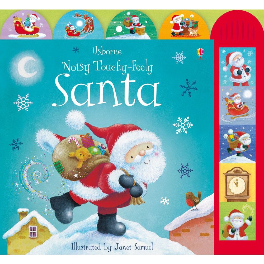 Sách âm thanh Usborne - Noisy Touchy-feely Santa - Tiếng động mùa giáng sinh, ông già noel cho bé 3 tuổi