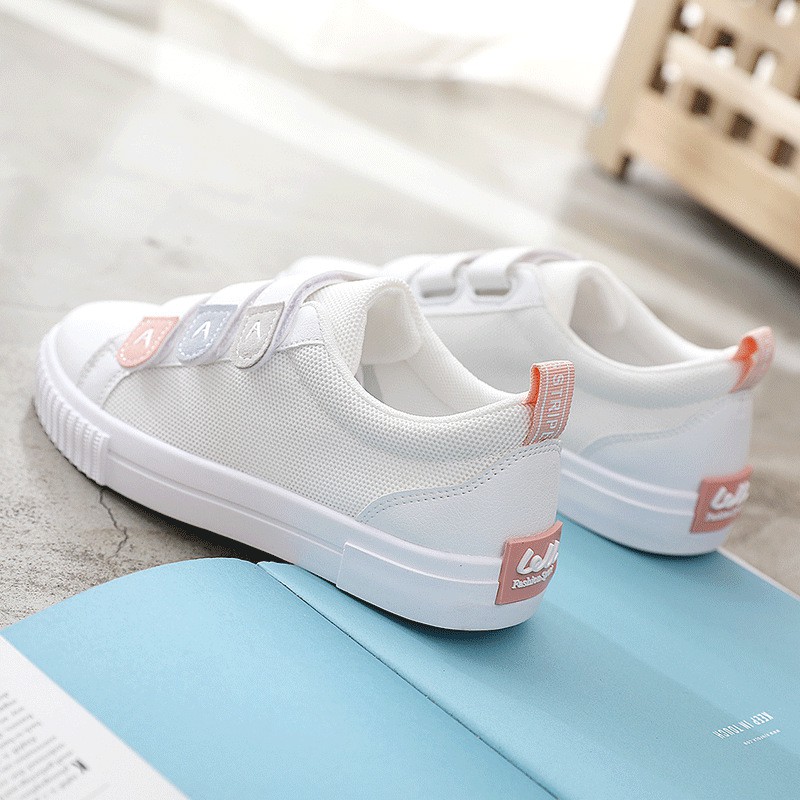 Giày Sneaker Nữ Trắng Siêu Hot Chất Lượng Cao Cấp Đế Bệt Thoải Mái Đai Dán Thời Trang Tiện Lợi Thông Thoáng Êm Chân | BigBuy360 - bigbuy360.vn