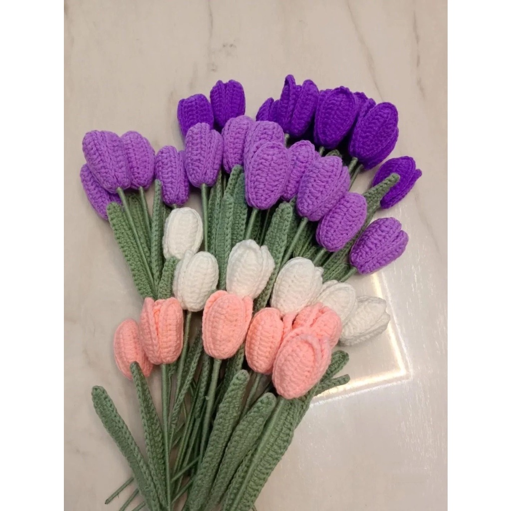 Hoa tulip handmade bằng len dùng tặng quà / trang trí ( Mẫu 2)