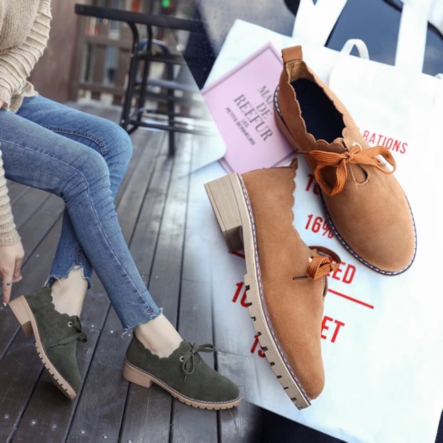 Giày buộc dây da lộn sz 35-40
