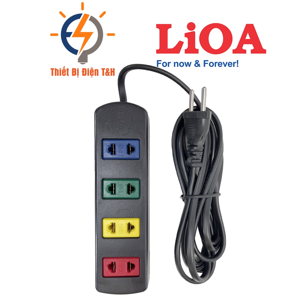 Ổ cắm điện LIOA phổ thông, 4 ổ cắm, 1000W, dây dài 3M, 5M, 4TC3-2 -  4TC5-2 - Thiết Bị Điện T&H