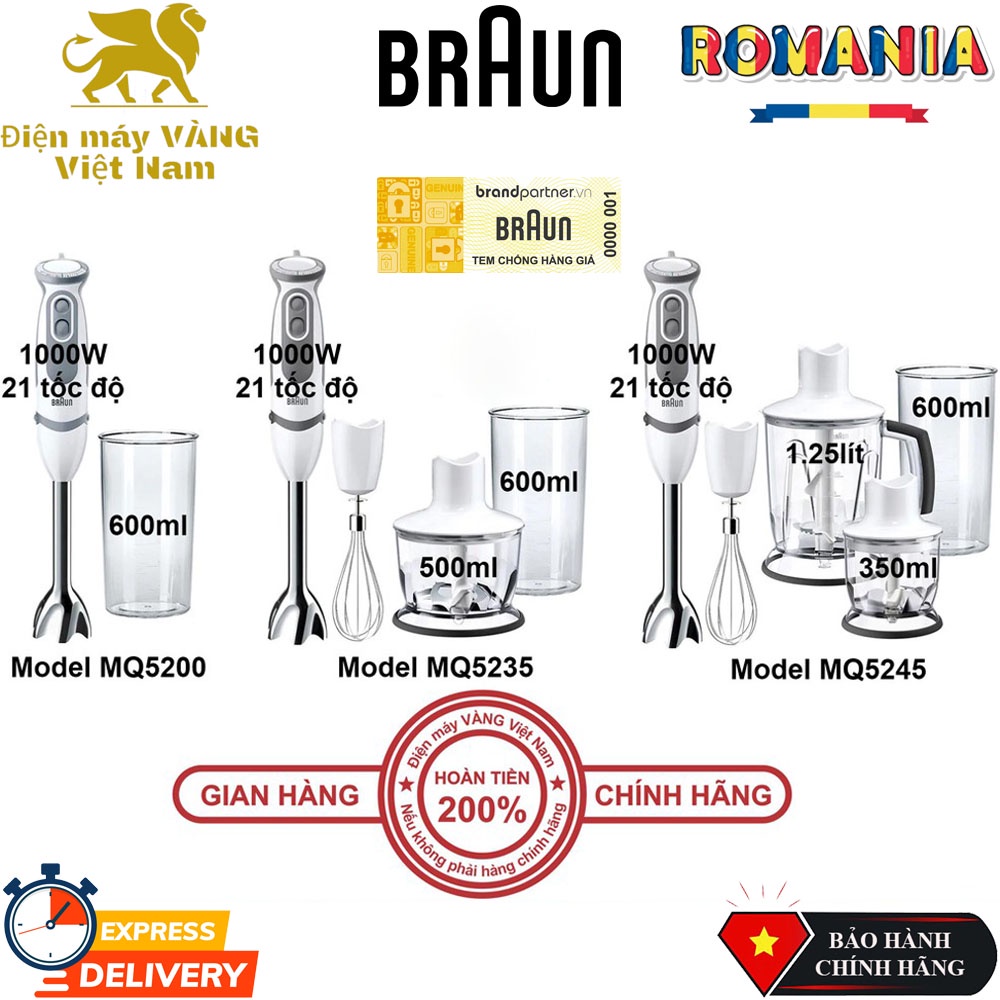 Máy xay cầm tay Braun MQ5200 MQ5235 MQ5245 1000W - Hàng chính hãng