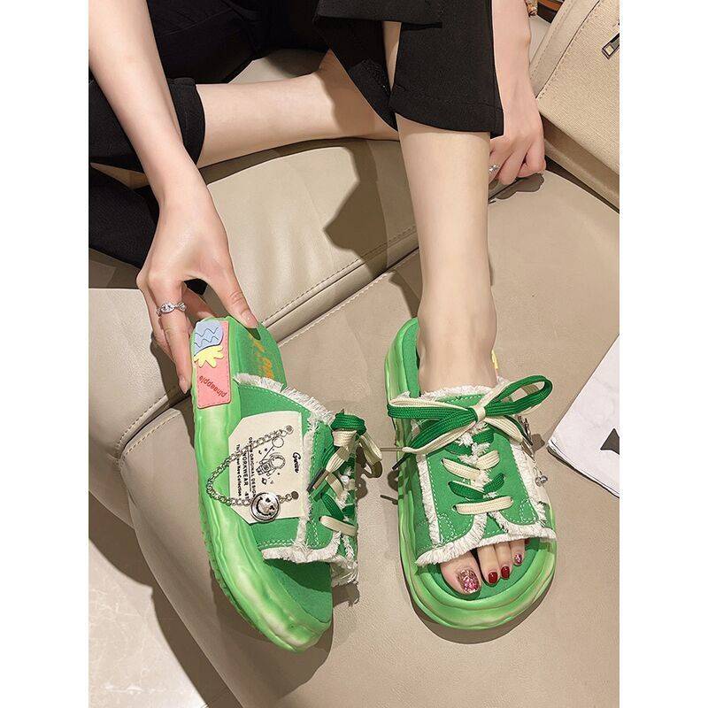 Giày Sandal Canvas Đế Dày Tăng Chiều Cao Phong Cách Mới Hợp Thời Trang