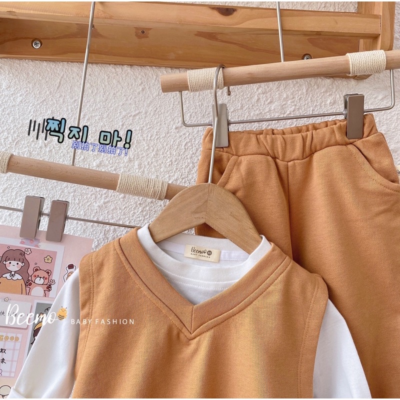 Set 3ct Gile kèm áo thun xuất hàn bé trai