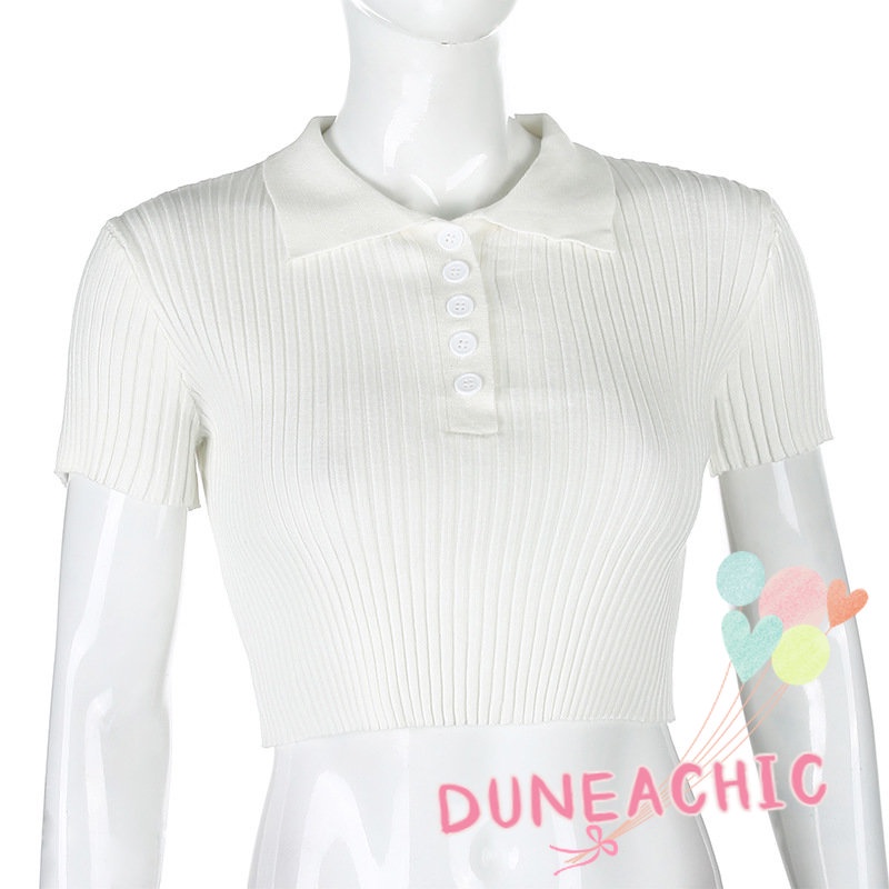 DUNEA Áo polo Ngắn Tay Màu Trơn Thời Trang Dành Cho Nữ