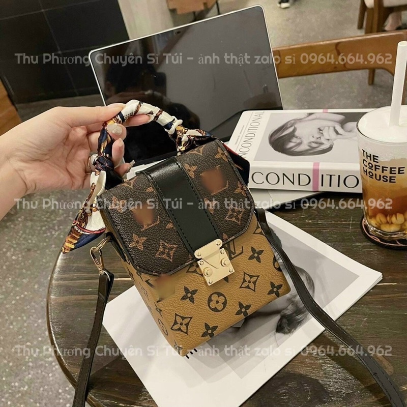 [Bán Lấy Đánh Giá 5*] Túi đeo chéo, túi điện thoại dáng hộp đứng khoá bấm (tặng kèm khăn lụa)