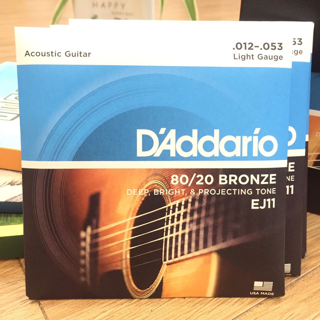 Dây đàn Guitar Aucoustic (dây guitar sắt) D'addario cỡ 12 EJ11 (Hàng chính hãng)