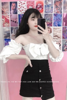 Set áo nơ phối cv nút