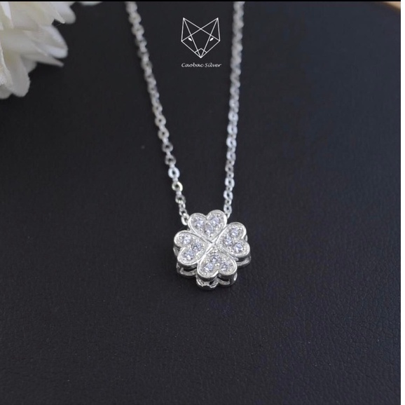 Dây Chuyền Bạc Nữ S99 CaoBac Silver Mặt Bốn Lá Đá May Mắn - Trang Sức Cáo Bạc JEWELLERY