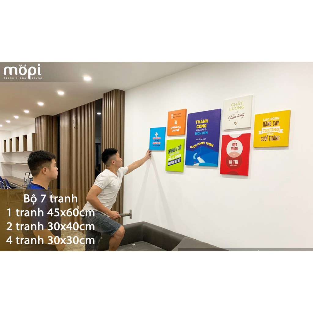 Bộ 7 tranh canvas treo văn phòng slogan tạo động lực cho nhân viên