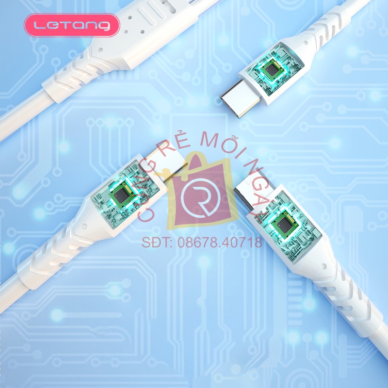Cáp dữ liệu 3 đầu sạc nhanh 6A , 3 trong 1 cho iPhone, Android, Type-C dài 1,2 mét