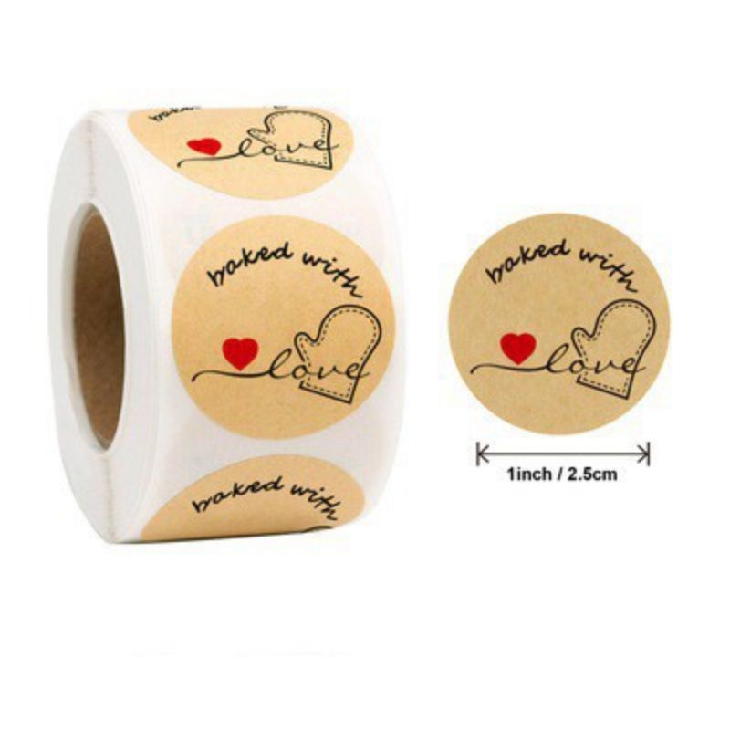 Cuộn 500 tem nhãn dán sticker thank you handmade nhãn bánh kẹo