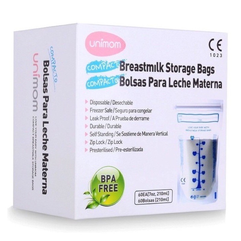 Túi trữ sữa Unimom 60 túi 210ml Hàn Quốc BQSHOP