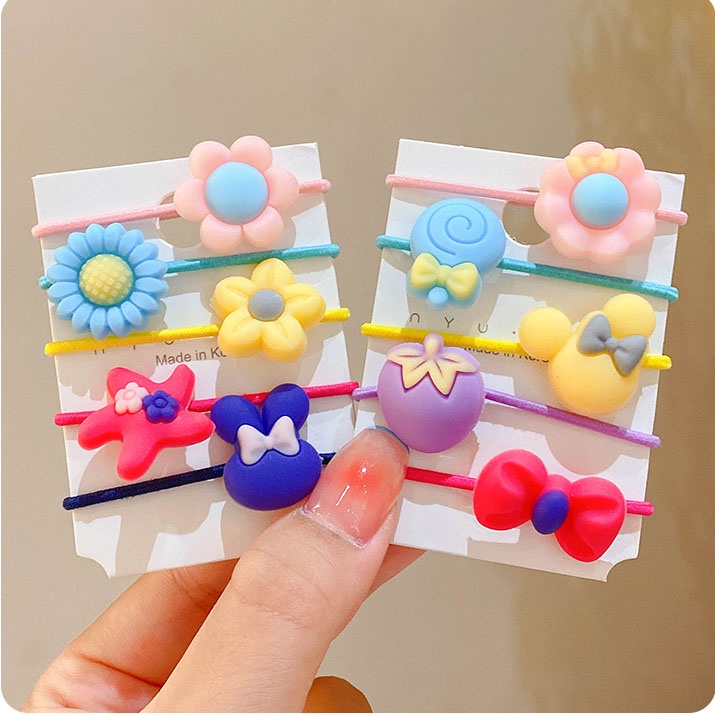 Bộ 40 Dây Buộc Tóc Cao Su Co Giãn Đính Nơ Hoa Dễ Thương Chất Lượng Cao Cho Bé Gái