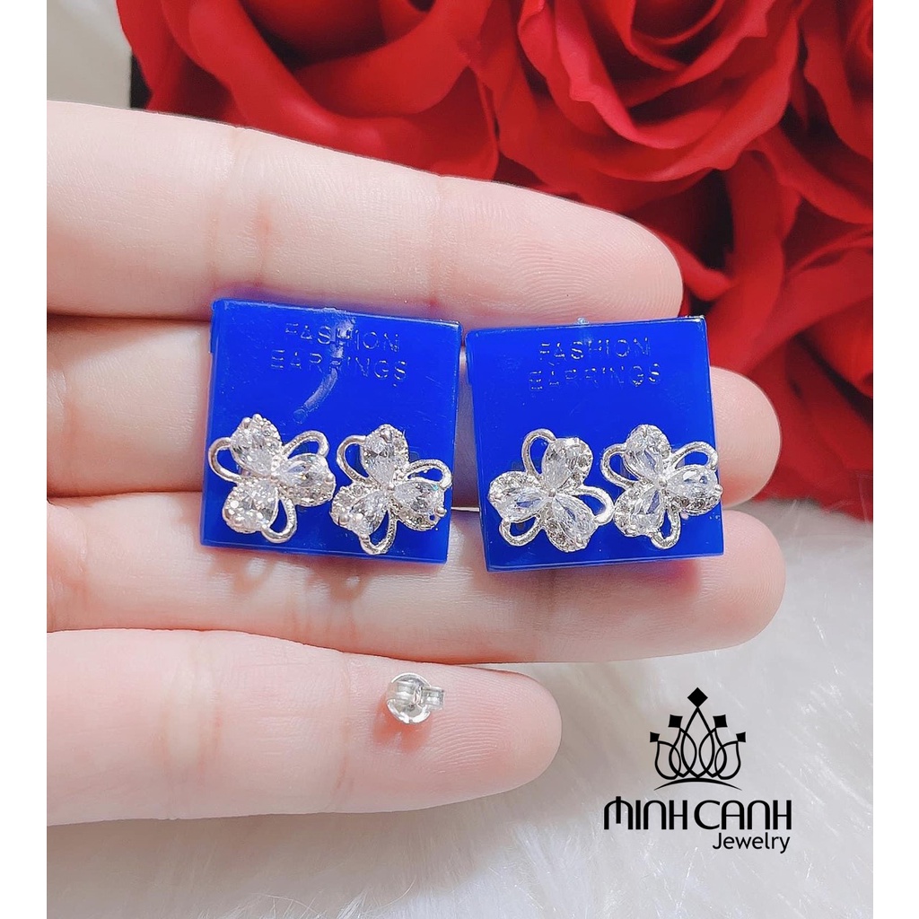 Bông Tai Bạc 3 Cánh Đá Minh Canh Jewelry