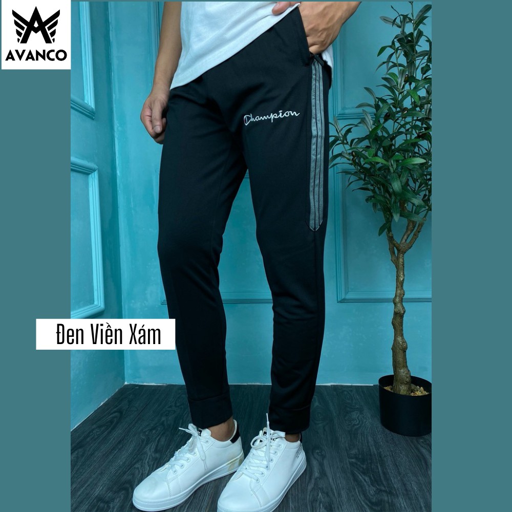 Quần jogger thun thể thao nam CHAMPION chất nỉ dày dặn 3 sọc lửng Avanco, Q80 | BigBuy360 - bigbuy360.vn