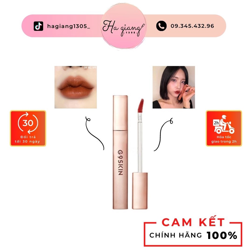 Son Kem G9 Skin First V-Fit Velvet Tint màu 04, Son G9 04 màu hot đỏ gạch