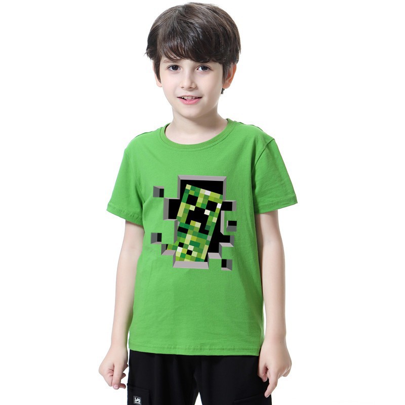 Áo thun in hình Minecraft Creeper độc đáo cho bé trai 2020