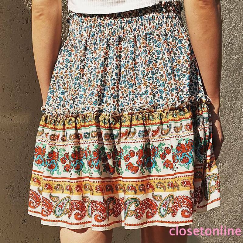 Chân Váy Xếp Ly Họa Tiết Hoa Lưng Cao Co Giãn Thời Trang Mùa Hè Cho Nữ | BigBuy360 - bigbuy360.vn