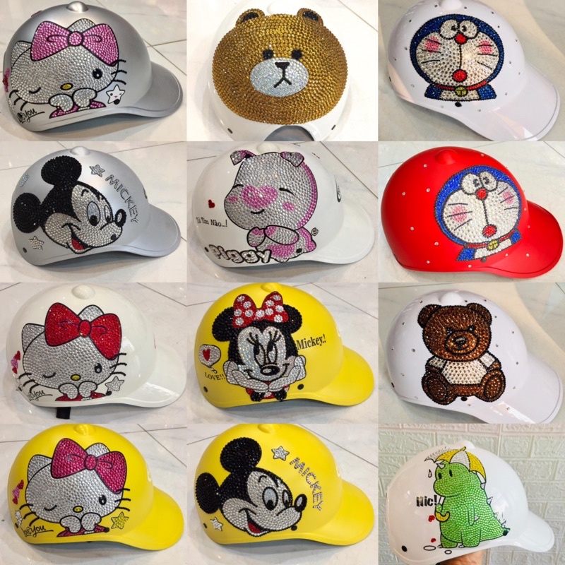 Nón thể thao đính hột đá có lỗ cột tóc