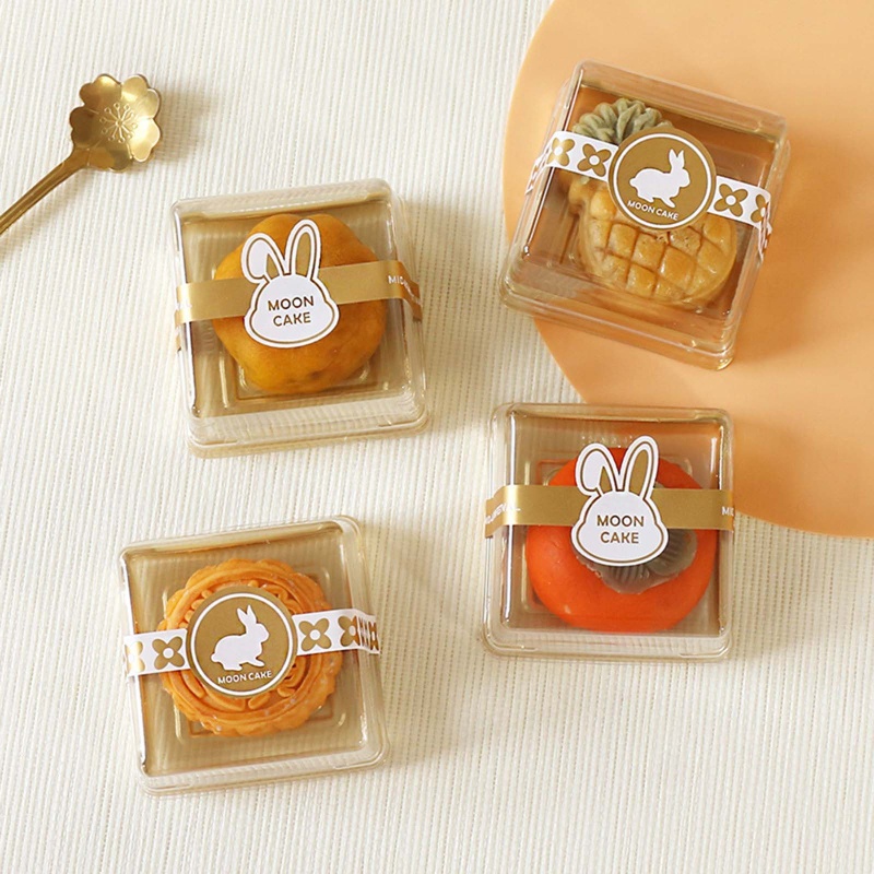 Yoo 10 cái hộp bánh trung thu trang trí nhãn cookie macaron hộp đựng bánh hình dán cho ngày trung thu trung quốc
